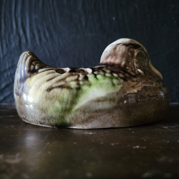 Antique Brush-McCoy Arts & Crafts Duck Flower Frog Majolica Ware - Picture 3 of 8